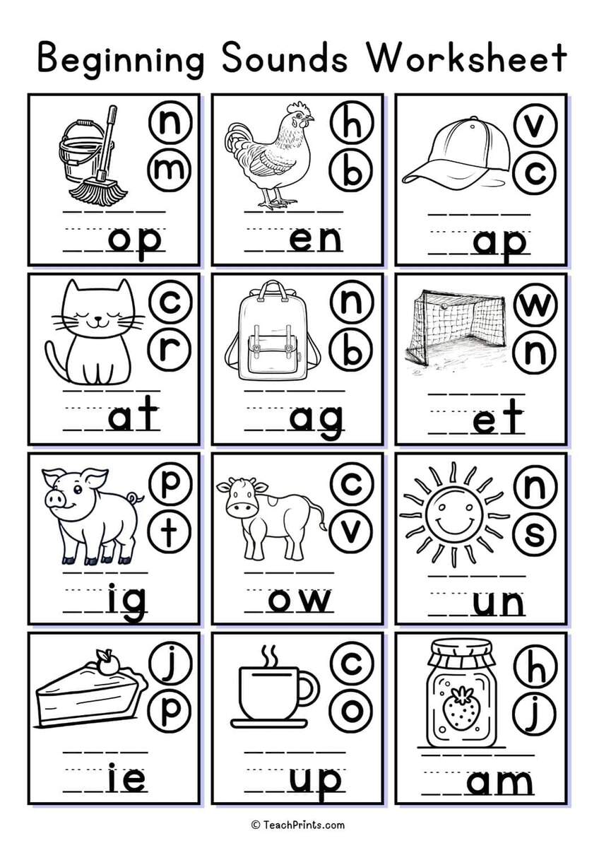 Printable Beginning Sounds Phoneme Substitution Cards