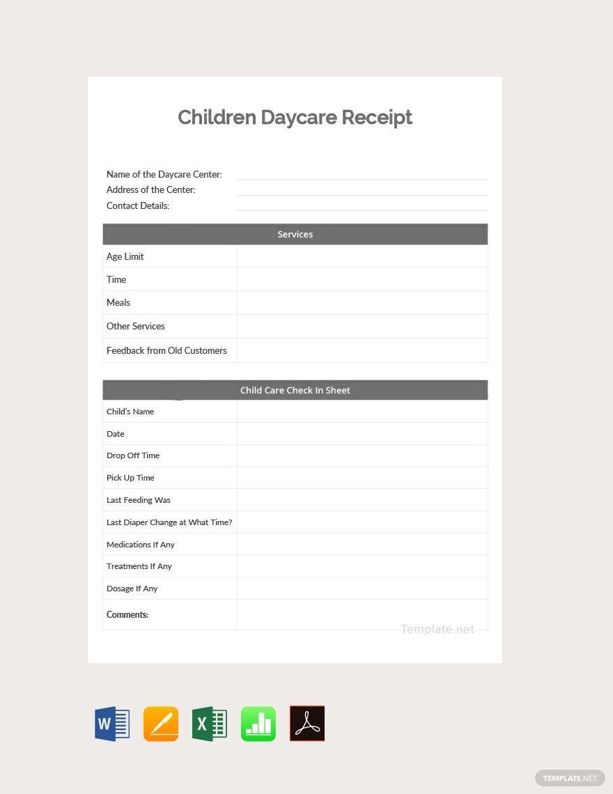 Free Daycare Receipt Templates Editable And Printable Free Daycare Receipt Templates Editable And Printable