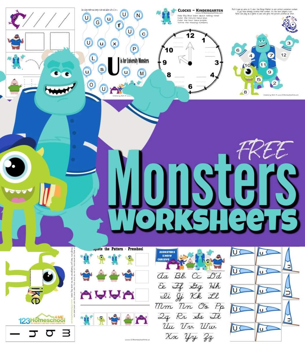 FREE Disney Monsters Inc Printable Worksheets