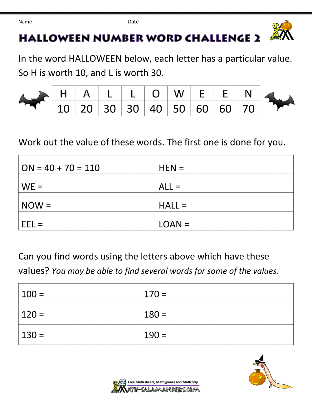 Free Halloween Math Worksheets Free Halloween Math Worksheets