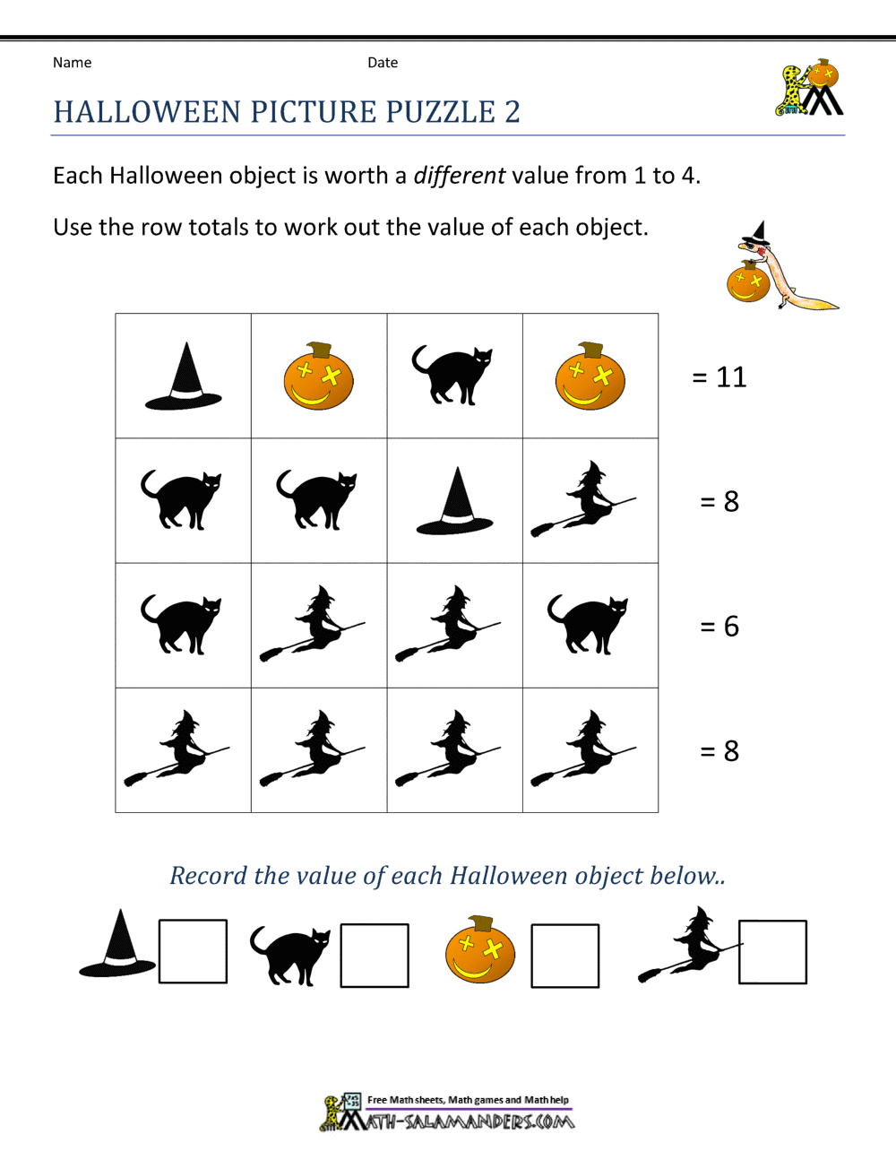 Free Halloween Math Worksheets Free Halloween Math Worksheets