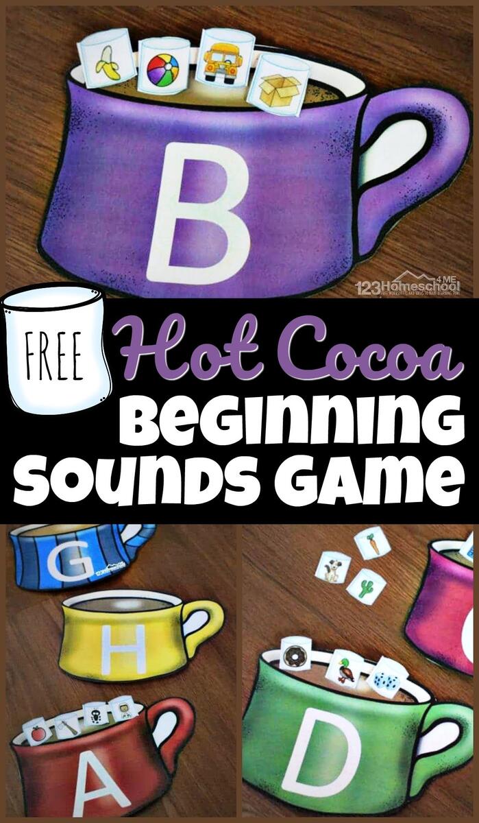 FREE Hot Chocolate Beginning Sounds Match Winter Phonics Game