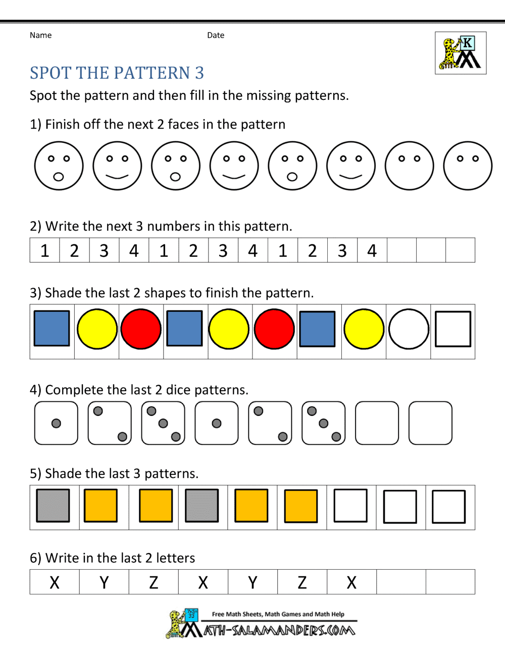 2nd Grade Math Pattern Worksheets Using Geometric Shapes Steemit