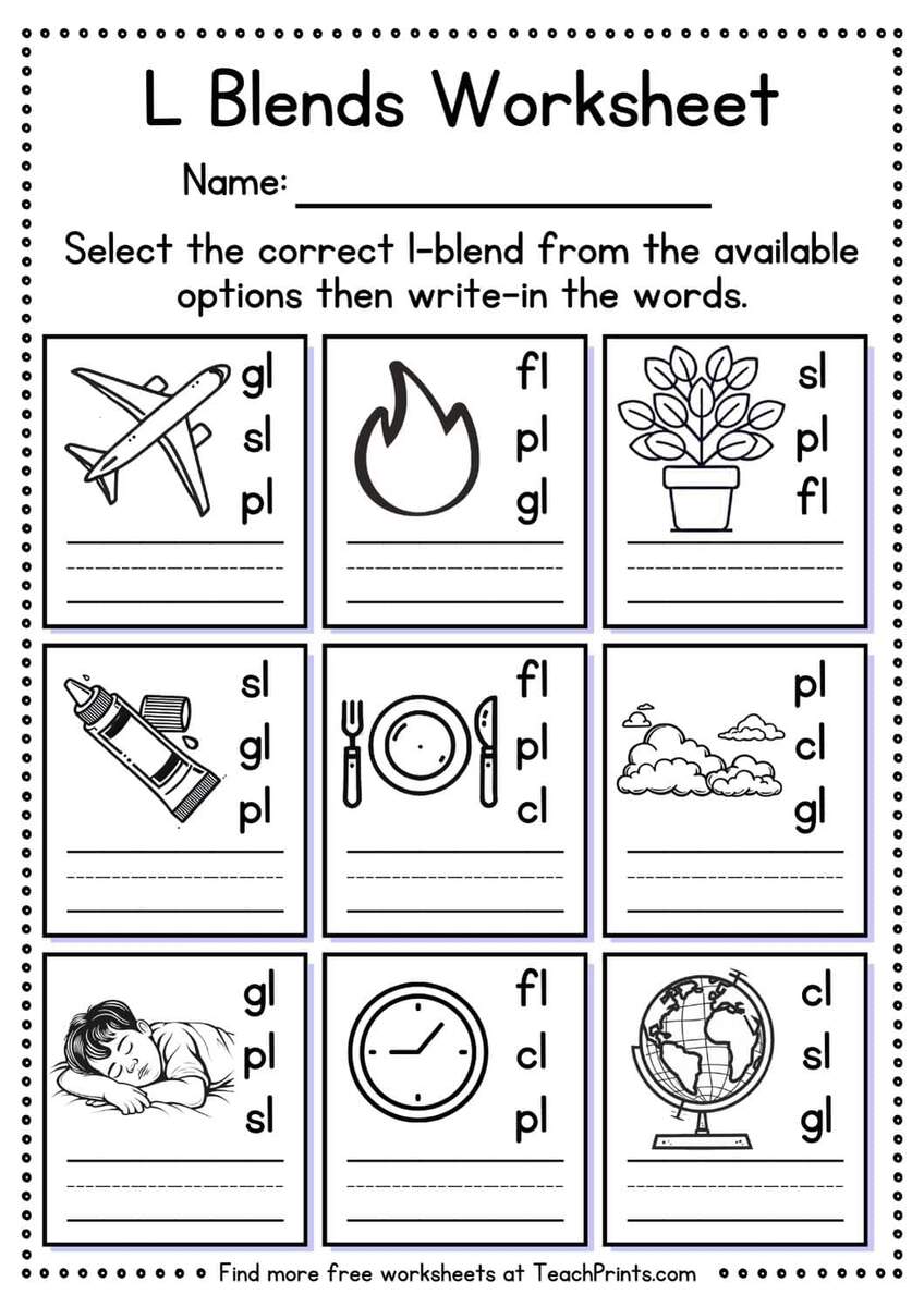 Free L Blend Worksheets Teach Prints Free L Blend Worksheets Teach Prints