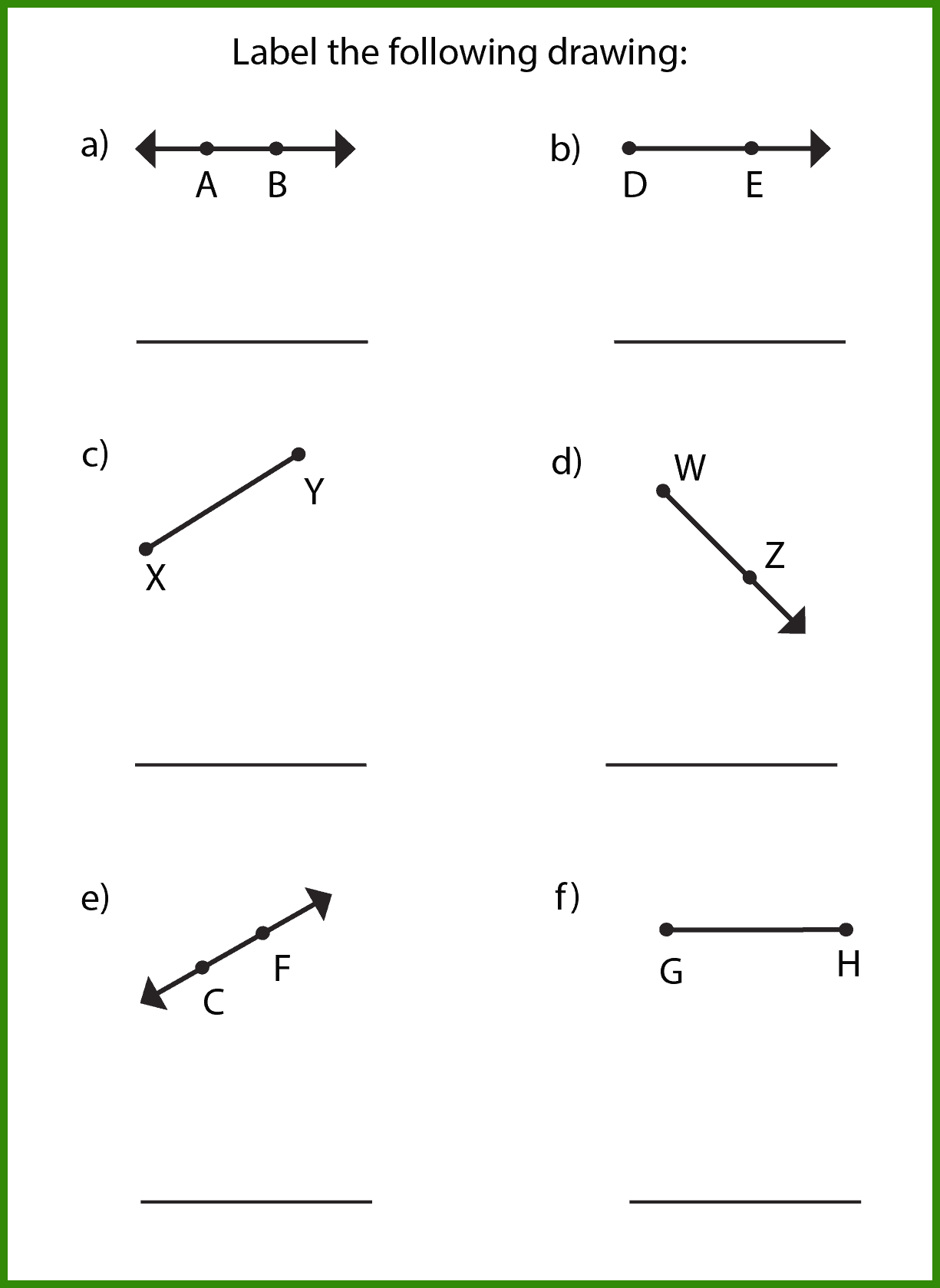 Point Line Segment Ray Online Exercise For Worksheets Library