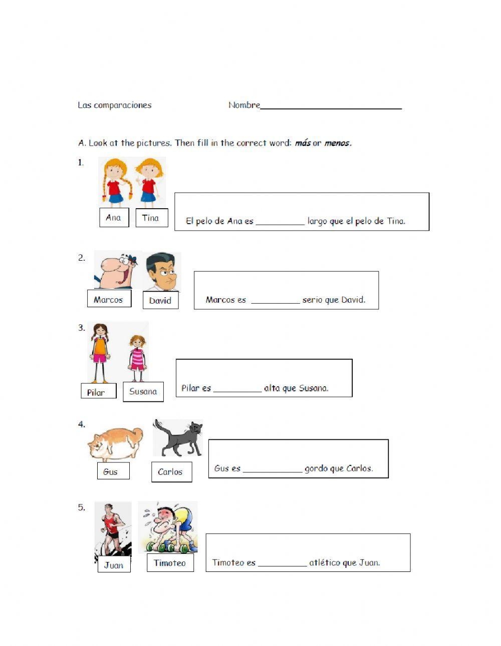 Free Making Comparisons In Spanish Worksheet Download Free Making Comparisons In Spanish Worksheet Png Images Free Worksheets On Clipart Library