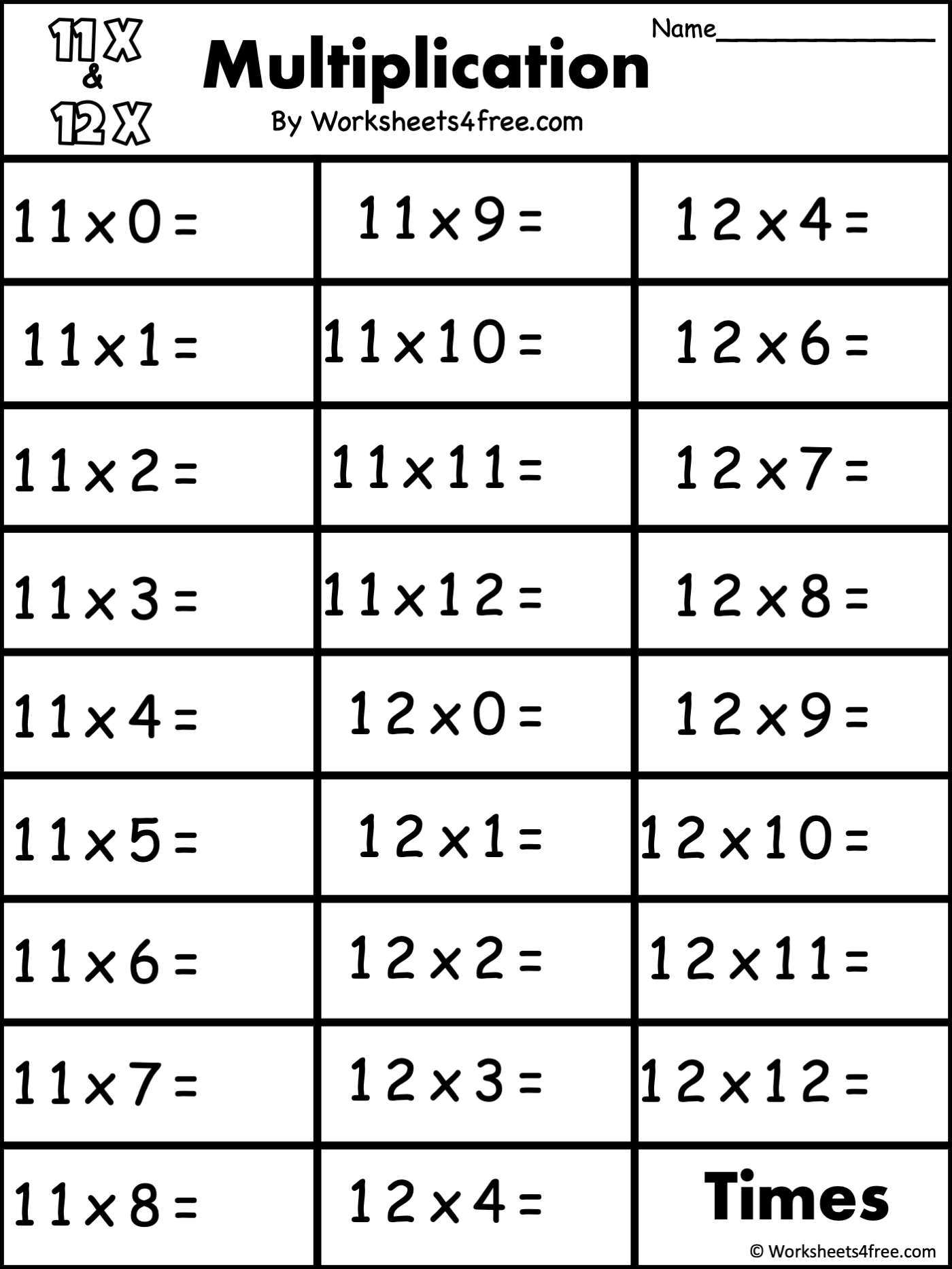 12 Times Table