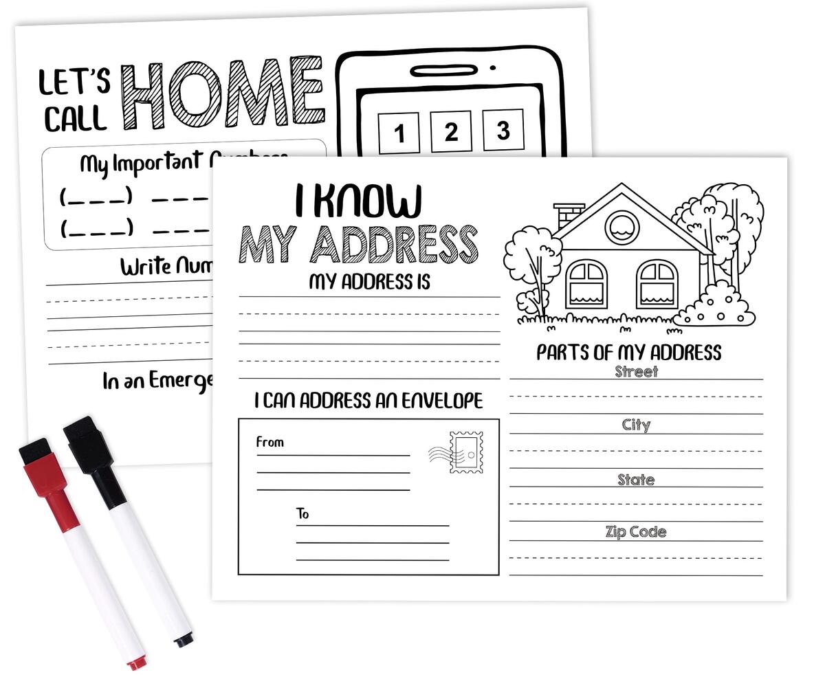 Name Address Cards Free Learning Contact Information For Kids Worksheets Library