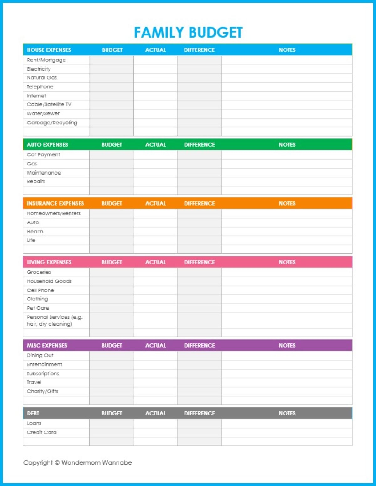 Free Blank Budget Worksheet Printables To Take Charge Of Your Finances