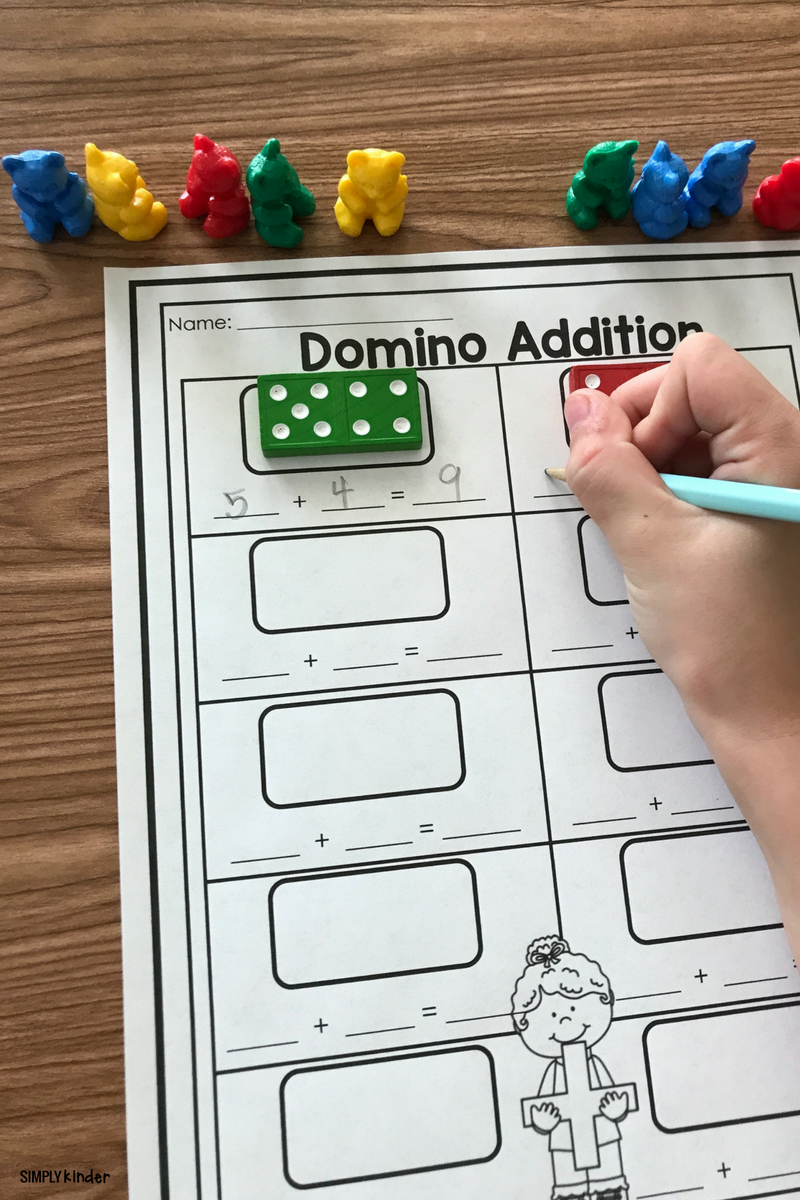 Free Printable Domino Addition Simply Kinder Domino Addition Worksheets Simple Living Creative Learning