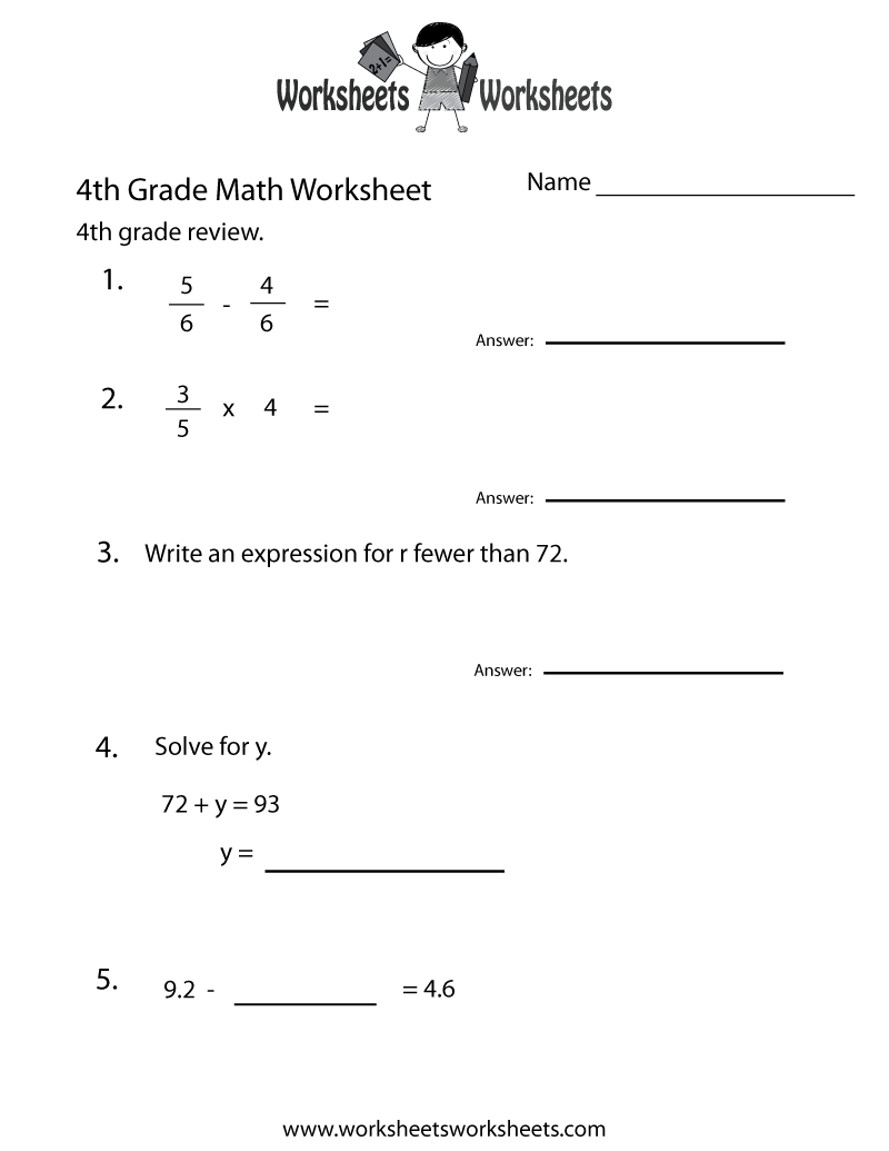 Free Printable Fourth Grade Math Practice Worksheet Worksheets Library Free Printable Fourth Grade Math Practice Worksheet Worksheets Library