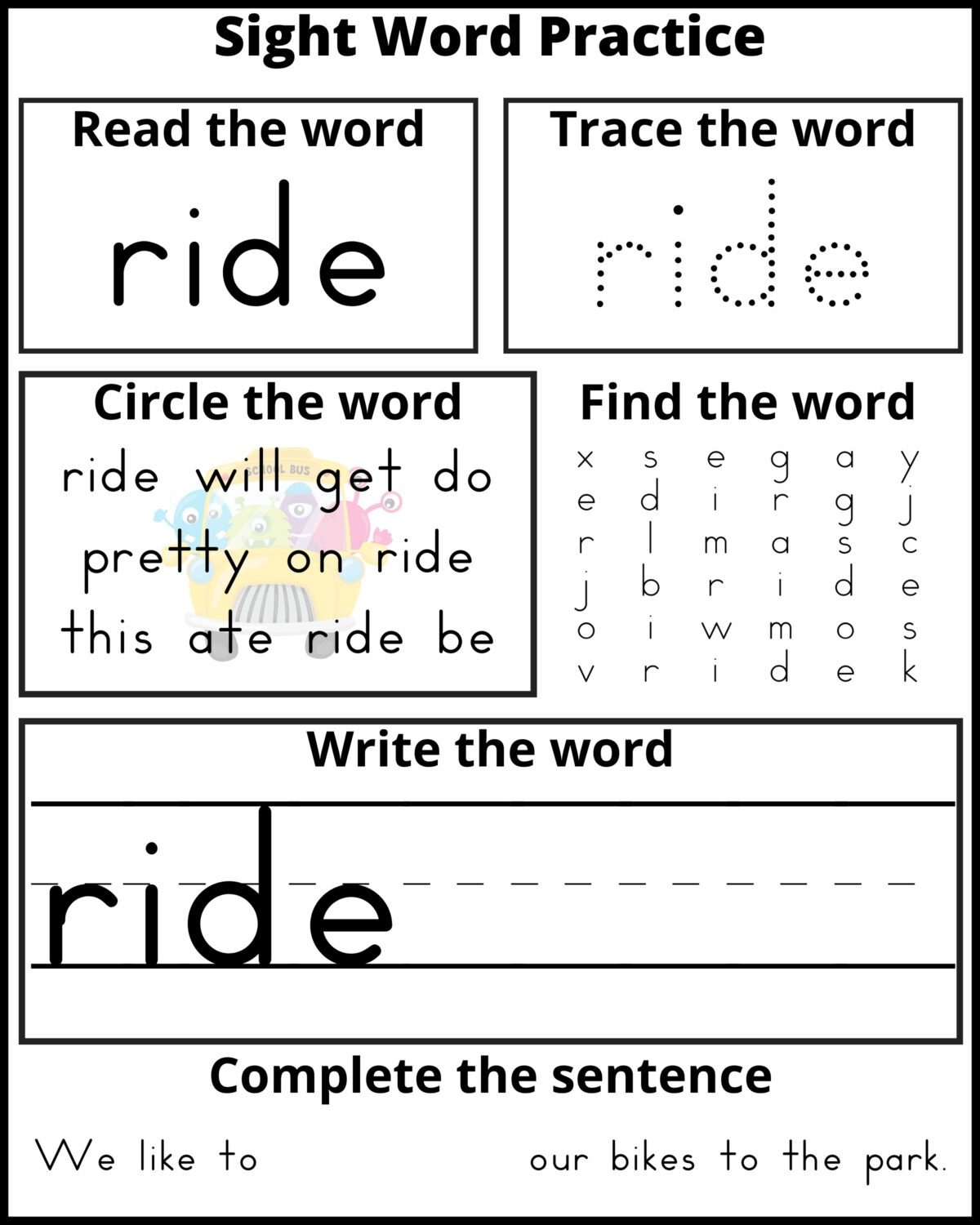 Sight Words Practice Word Search You Two We All Am Yes A To Z Teacher Stuff