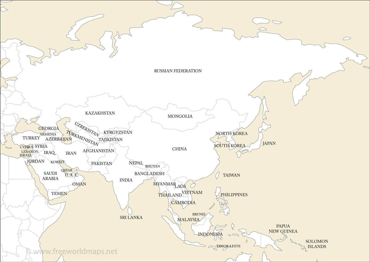 Free Printable Maps Of Asia Maps Of Asia Page 2