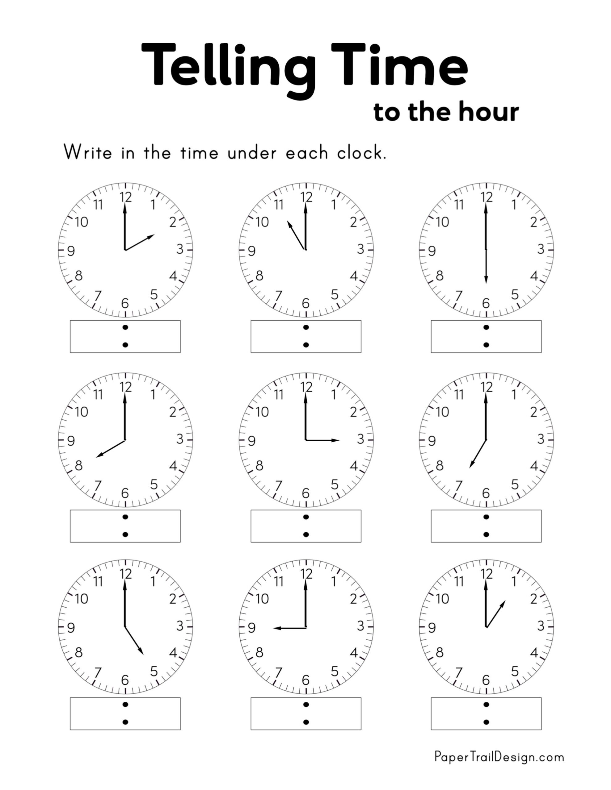 Free Printable Telling Time Worksheets Paper Trail Design Telling Time By The Half Hour Cut Glue Made By Teachers