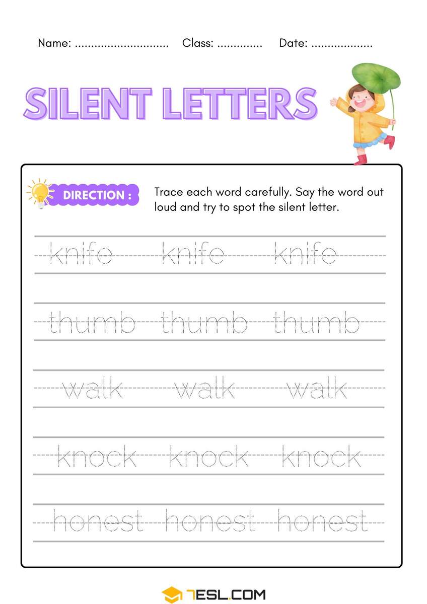 Free Silent Letters Worksheets In English With PDF 7ESL Free Silent Letters Worksheets In English With PDF 7ESL
