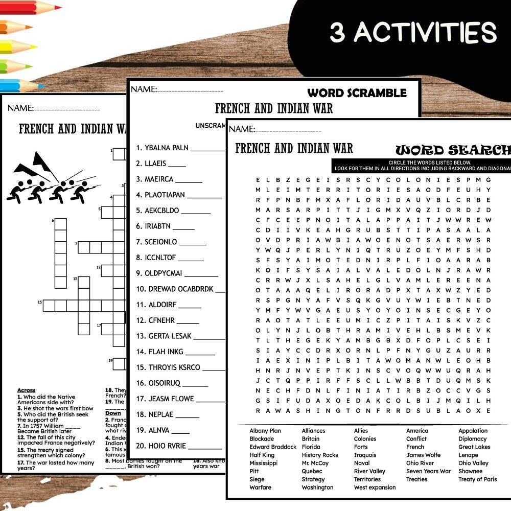 French And Indian War Seven Years War WORKSHEETS Word Scramble Crossword Wordsearch Made By Teachers French And Indian War Seven Years War WORKSHEETS Word Scramble Crossword Wordsearch Made By Teachers