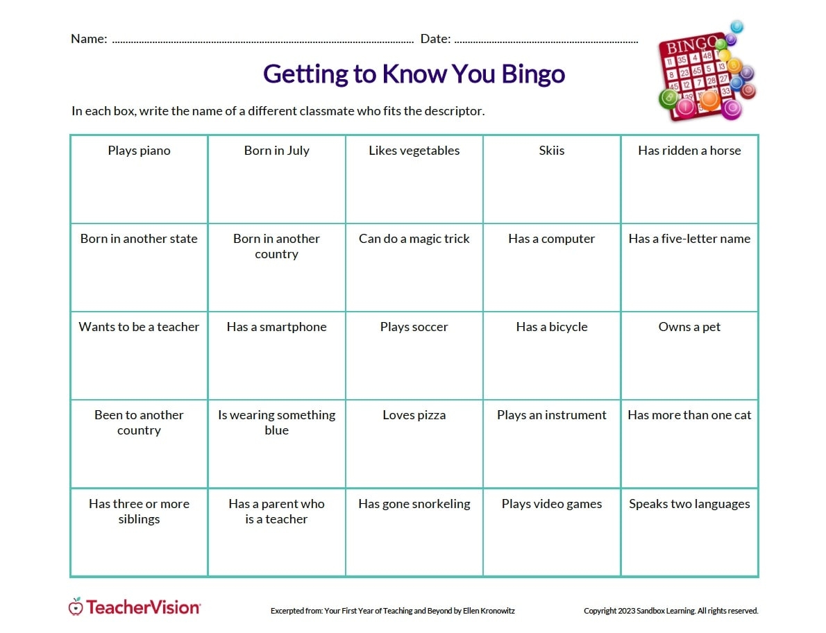 Get To Know You Bingo Template Icebreaker Bingo TeacherVision Get To Know You Bingo Template Icebreaker Bingo TeacherVision