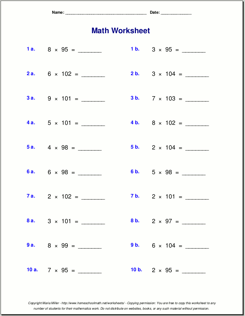 Free 5th Grade Math Worksheets Printable W Answers Mashup Math