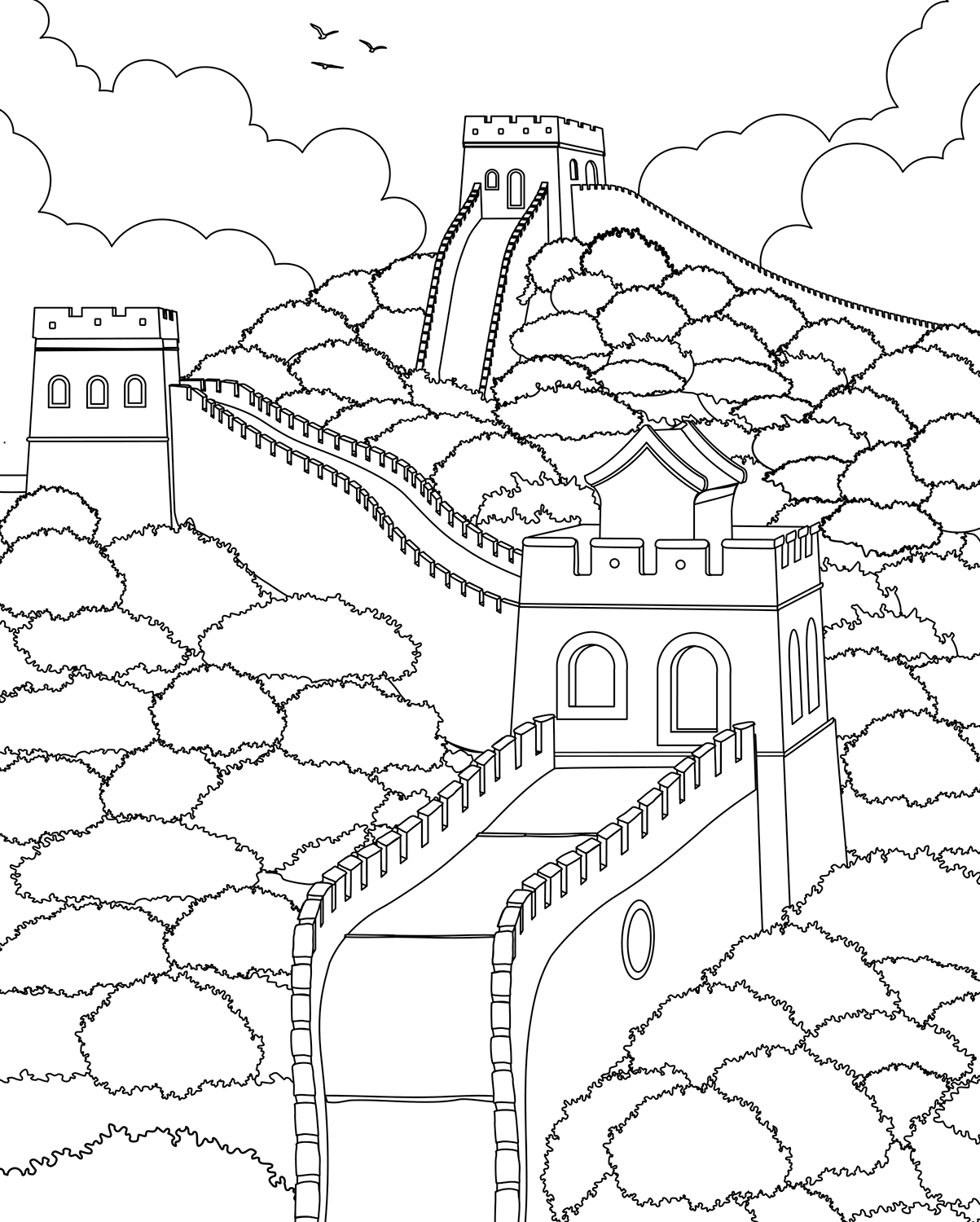 Great Wall Of China Coloring Page Free Printable