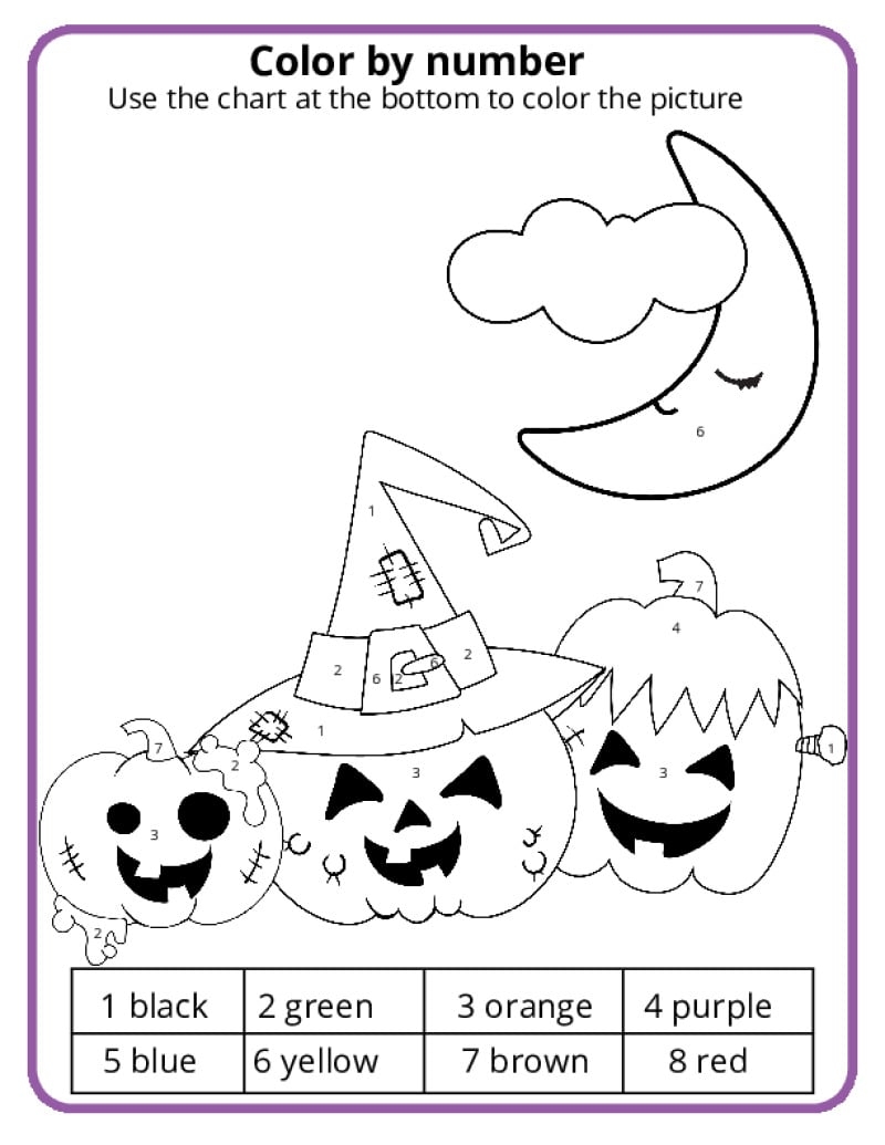Halloween Color By Number Worksheet Free Printable Digital PDF