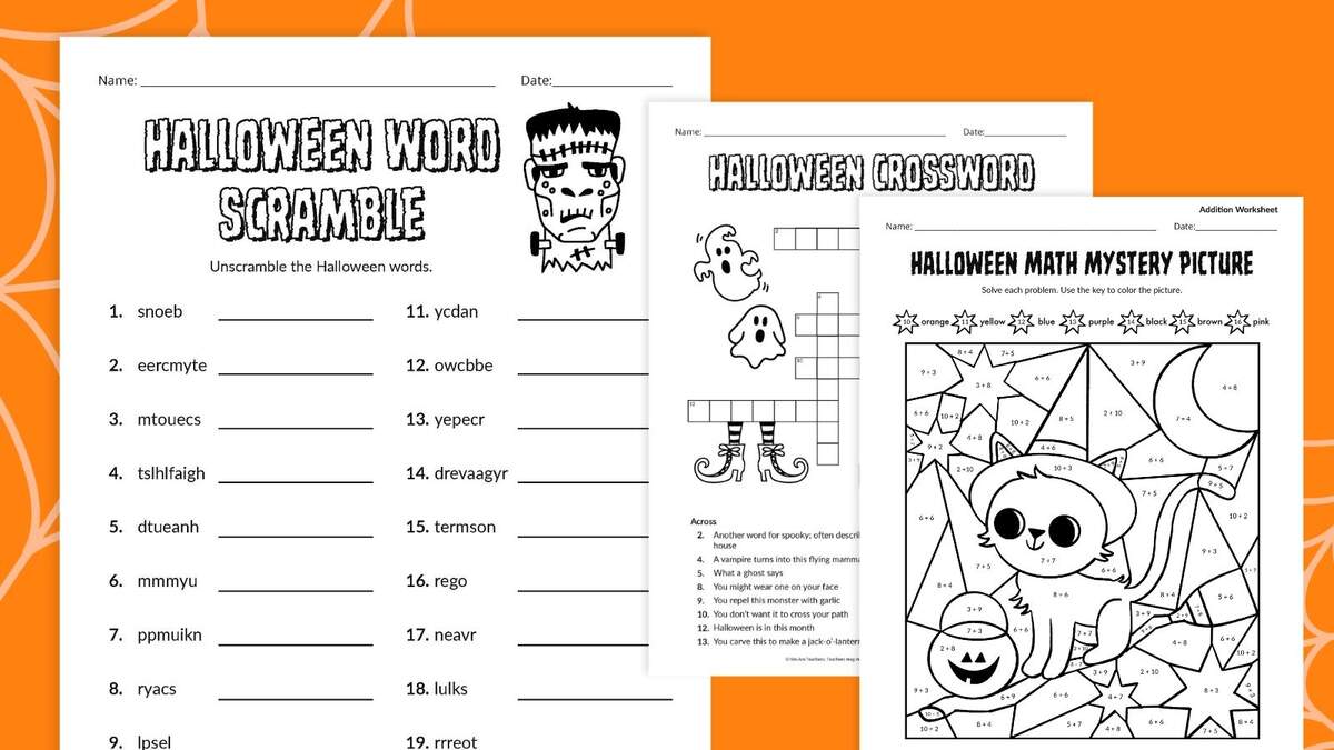 Halloween Worksheets Get Our Free Bundle Free Printable Halloween Worksheet Templates To Edit Canva