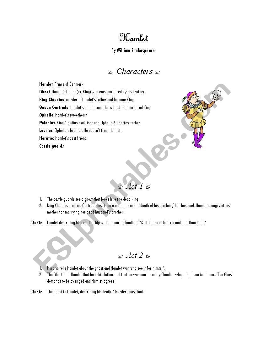 Hamlet Role Play ESL Worksheet By Aar269