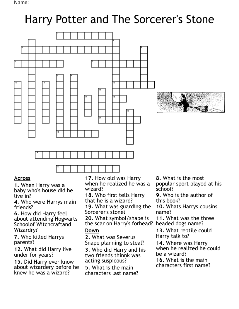 Harry Potter And The Sorcerer S Stone Crossword WordMint Harry Potter And The Sorcerer S Stone Crossword WordMint