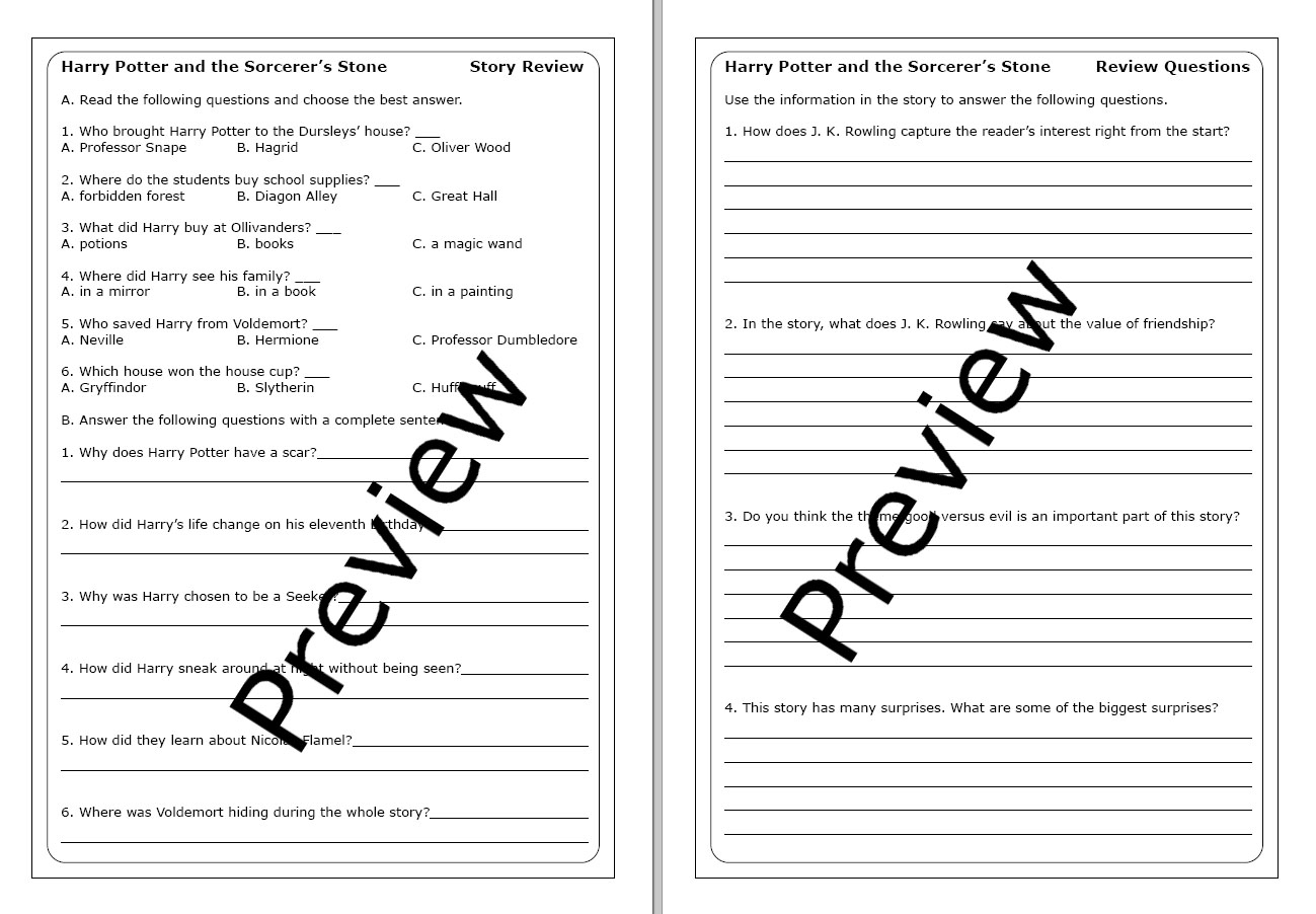 Harry Potter And The Sorcerer s Stone Worksheets Made By Teachers