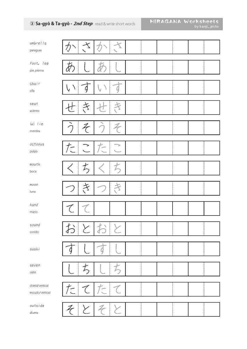 HIRAGANA Worksheets starter Set japanese Printable Etsy