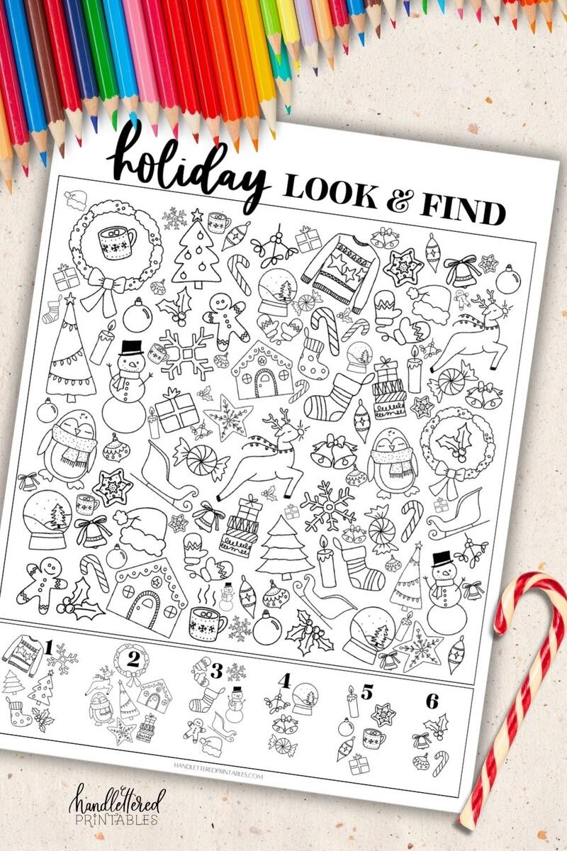 Holiday Look Find Find The Hidden Christmas Objects Printable Hand Lettered Printables Holiday Look Find Find The Hidden Christmas Objects Printable Hand Lettered Printables