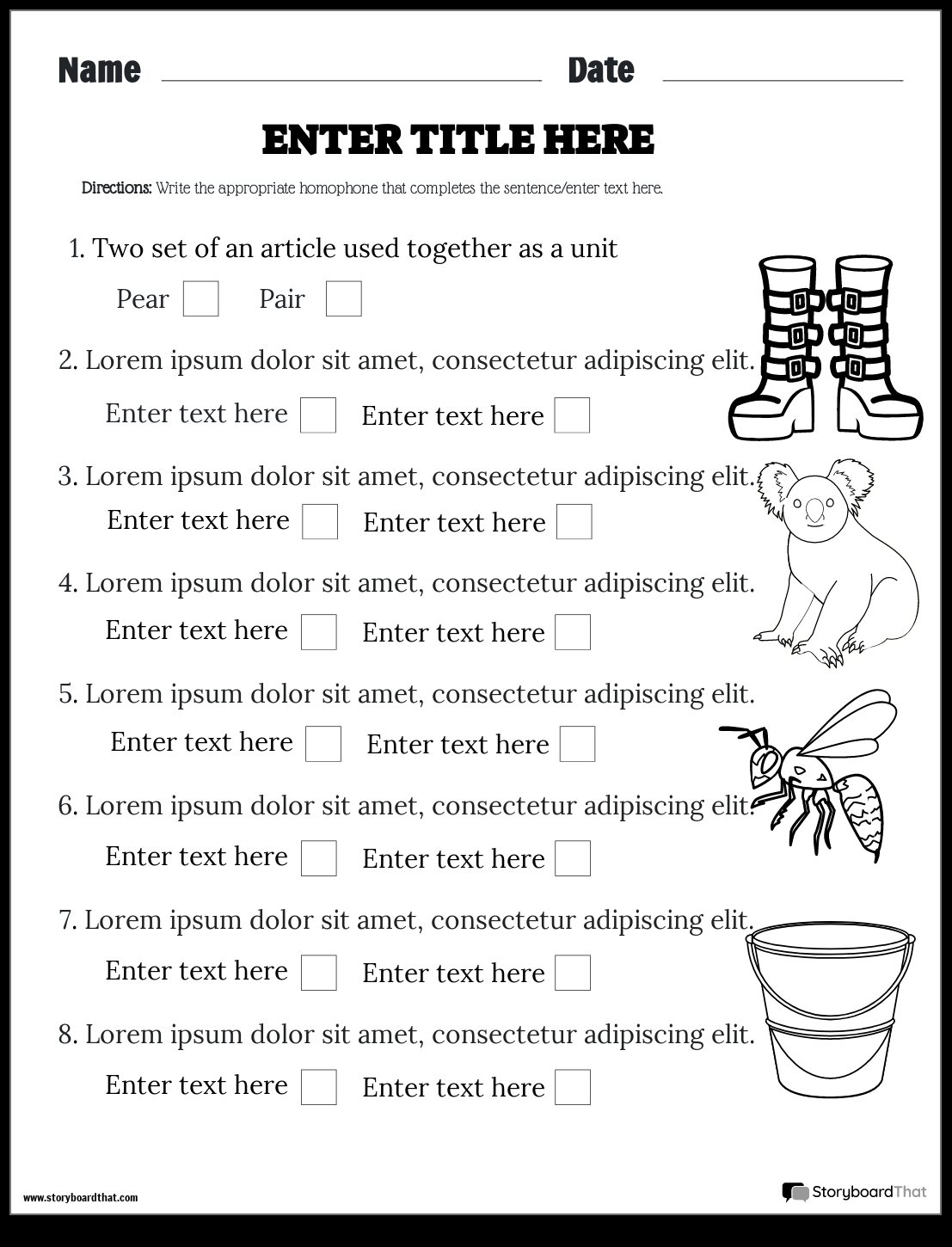 Homophone Worksheets Create Yours With Storyboard That Homophone Worksheets Create Yours With Storyboard That