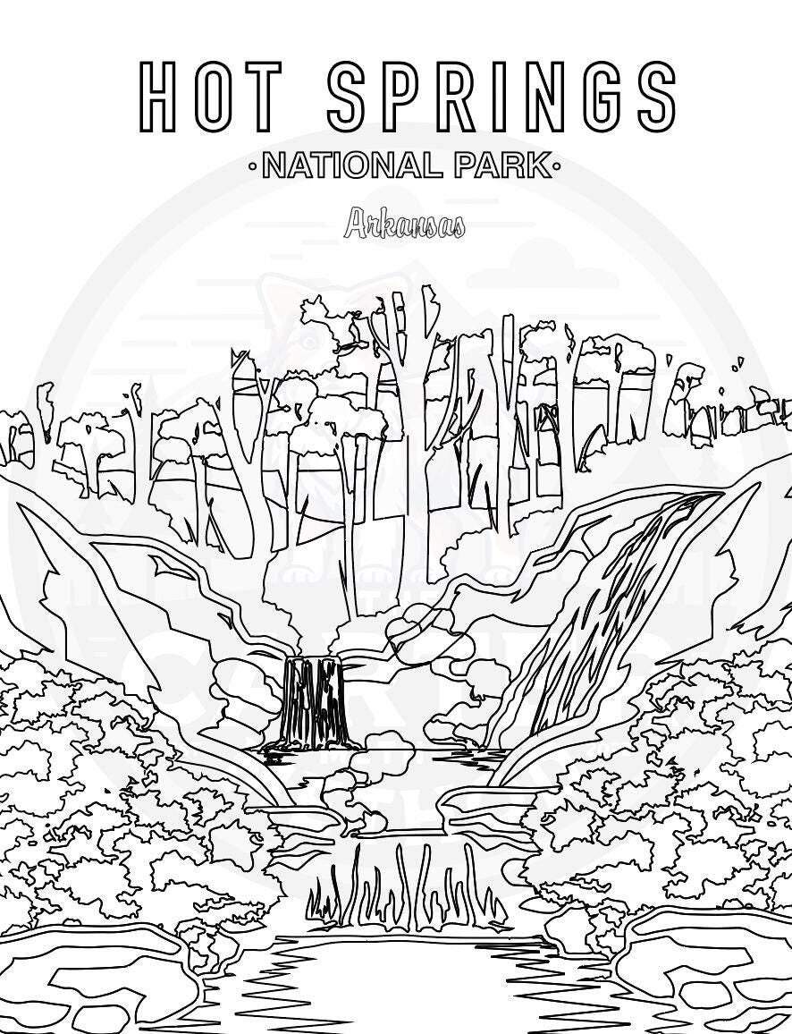 Hot Springs National Park Coloring Page Arkansas PDF JPG PNG Etsy Norway