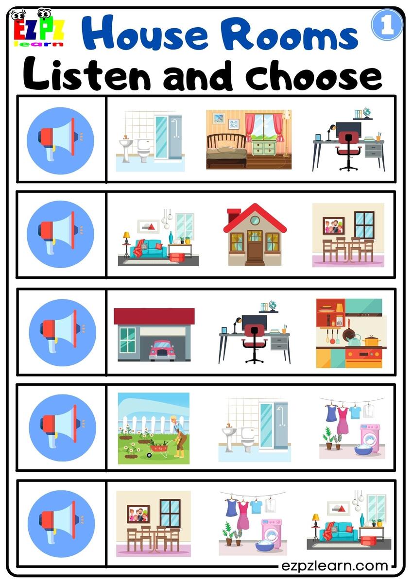 Free Rooms Of The House Worksheets For ESL Kids Games4esl
