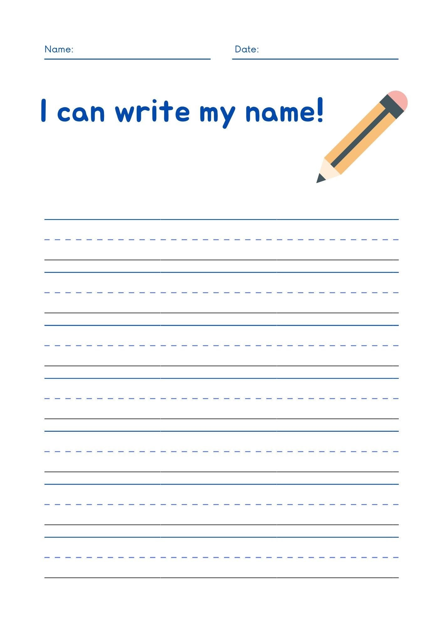 I Can Write My Name Free Printable Shop On Pinterest Printable Name Writing Practice Worksheet Page 1