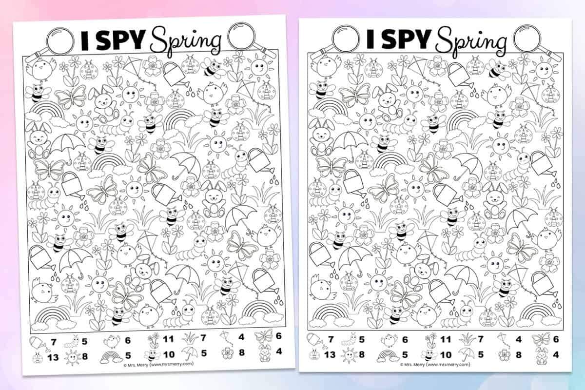 I Spy Game For Spring Free Printable Mrs Merry Spring Word Scrambles For Kids With Pictures Tree Valley Academy