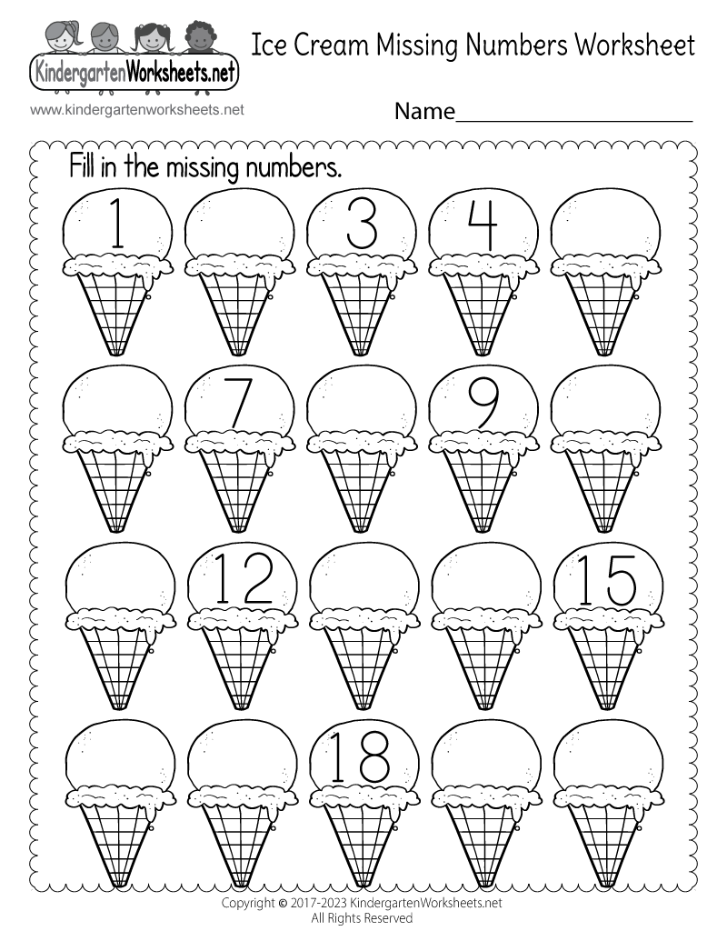 Ice Cream Missing Numbers 1 20 Worksheet Free Printable Digital PDF Counting Games For Kindergarten 1 20 Workheets