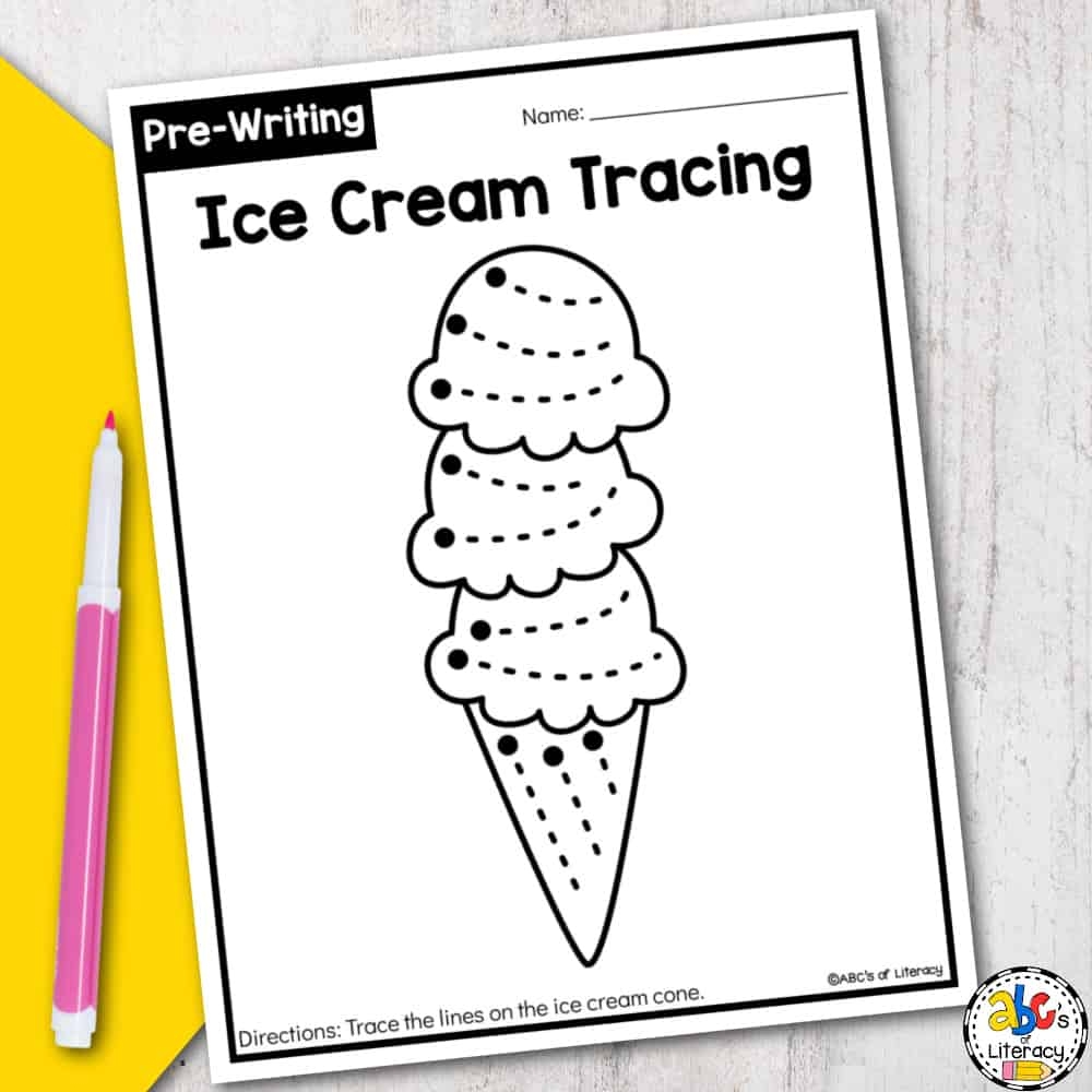 Ice Cream Tracing Worksheets Color By Number Worksheets For Preschool Ice Cream Mamas Learning Corner