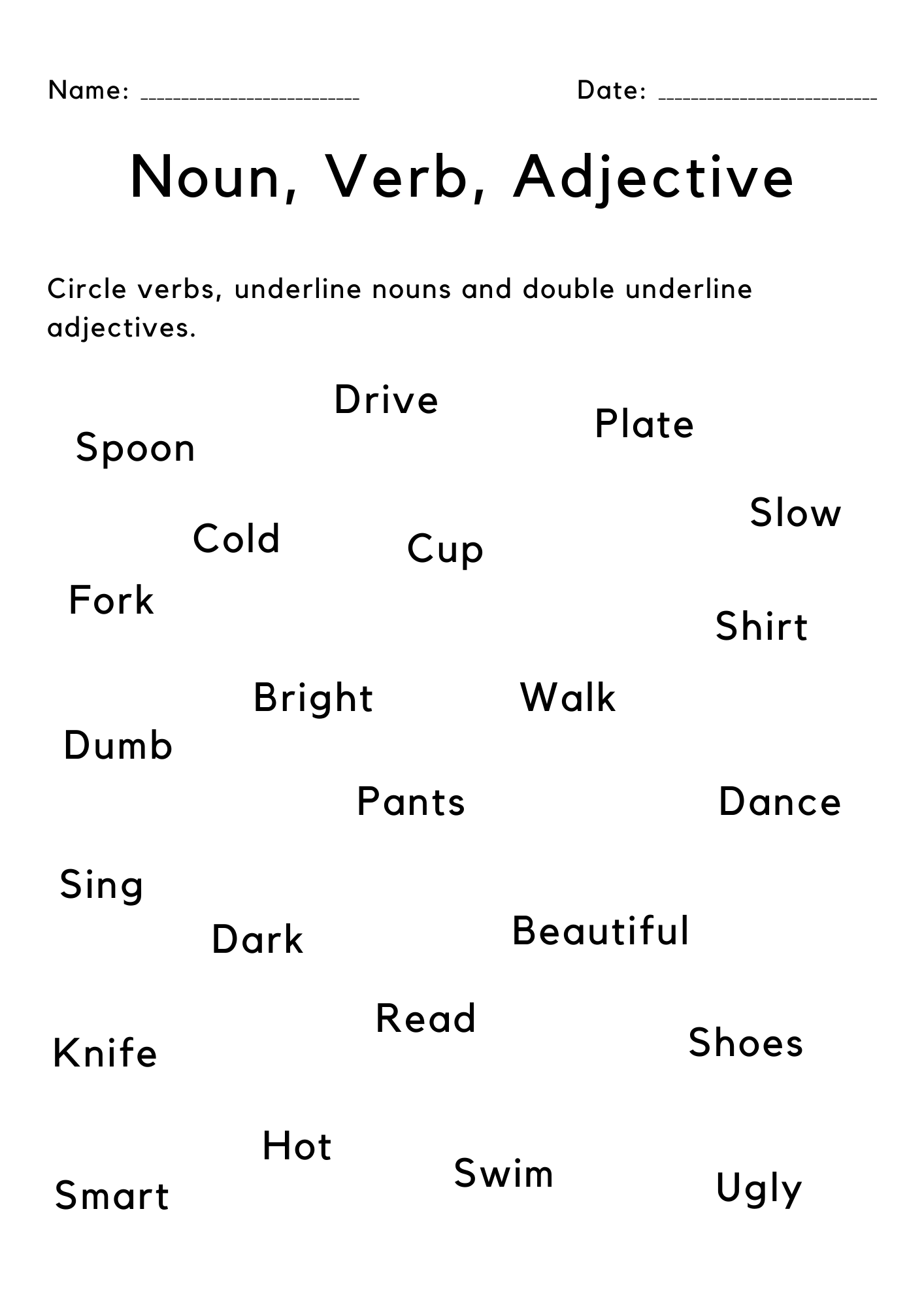 Identify Noun Verb And Adjective Worksheet For Grade 1 Made By Teachers Identify Noun Verb And Adjective Worksheet For Grade 1 Made By Teachers