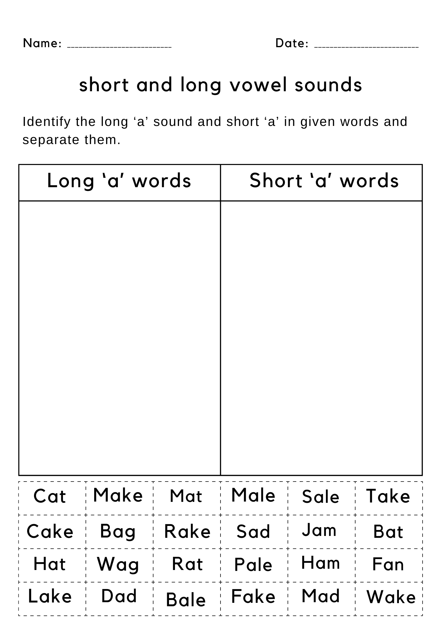 Long Vowels Worksheets Free Coloring Pages 5 Printables