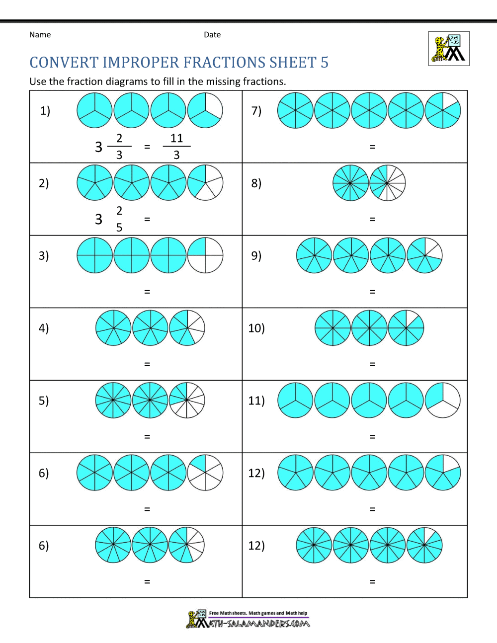 Improper Fraction Worksheets Mixed Numbers Improper Fractions A Fun And Engaging 4th Grade PDF Worksheets Cazoom Math