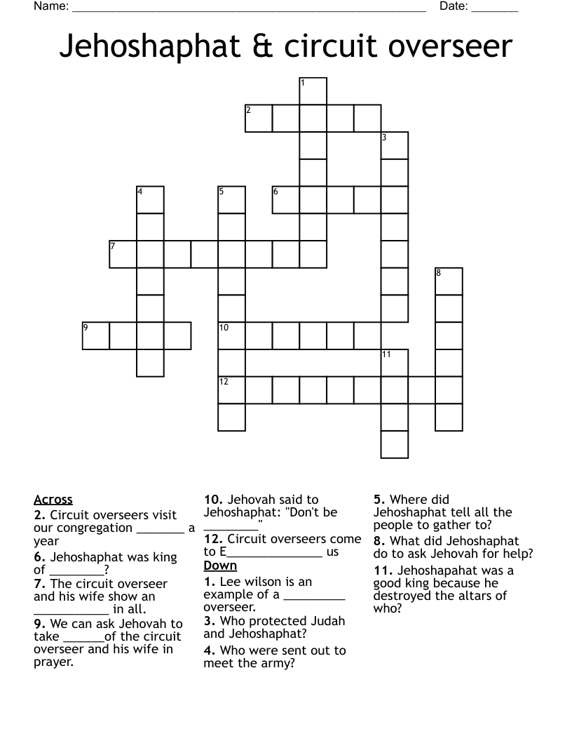 Jehoshaphat Circuit Overseer Crossword WordMint Jehoshaphat Circuit Overseer Crossword WordMint