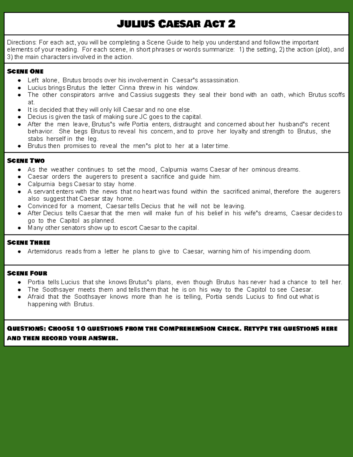 Julius Caesar Act 2 Scene Guide Comprehension Questions Notes Studocu Julius Caesar Act 2 Scene Guide Comprehension Questions Notes Studocu