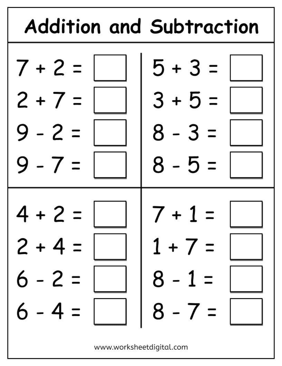 Kindergarten Addition Worksheets Number Fact Family Printable PDF Etsy Denmark Addition Printout 1st Grade Math Worksheet Catholic