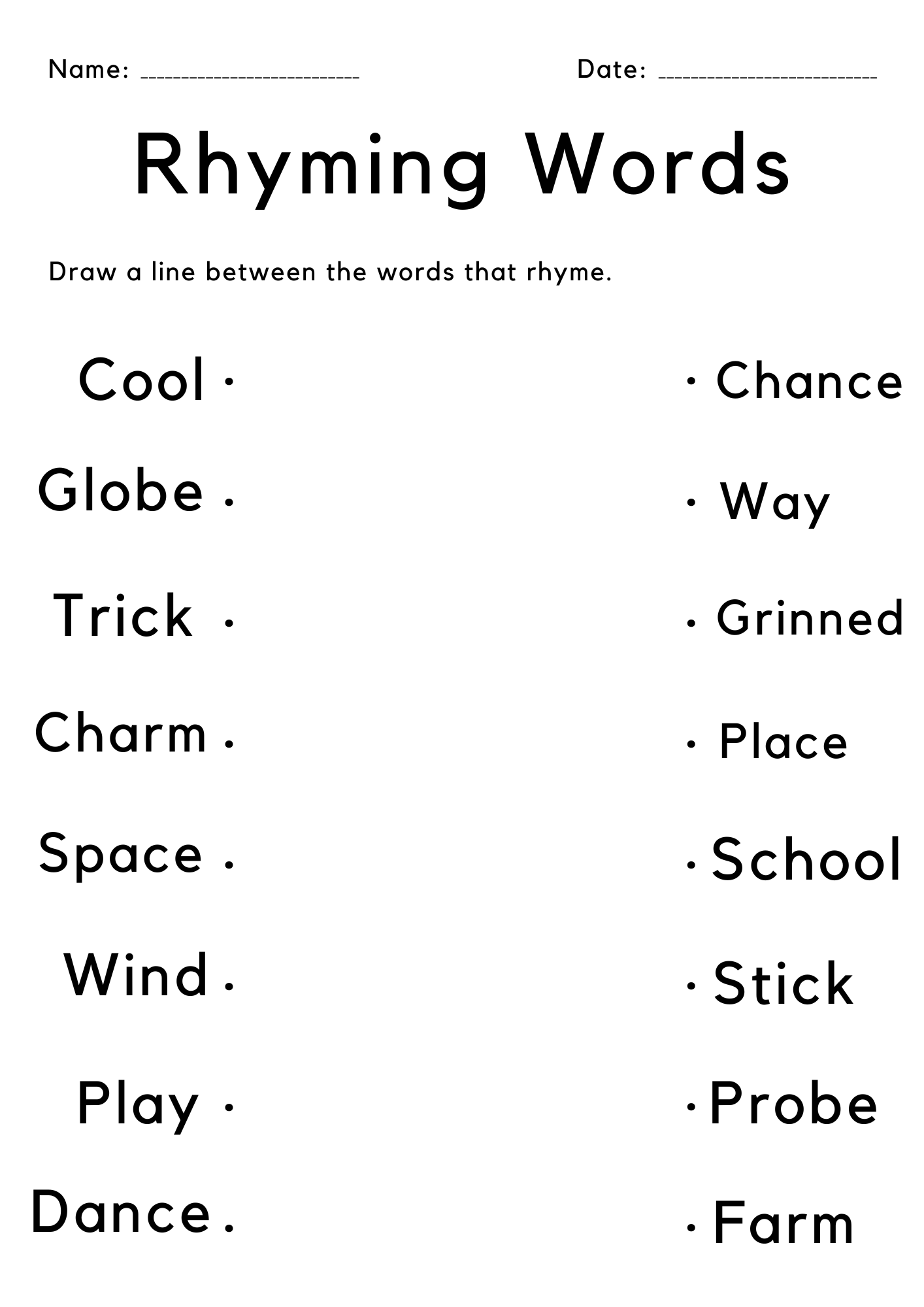 Kindergarten Rhyming Words Worksheet Match The Rhyming Words Activity Made By Teachers