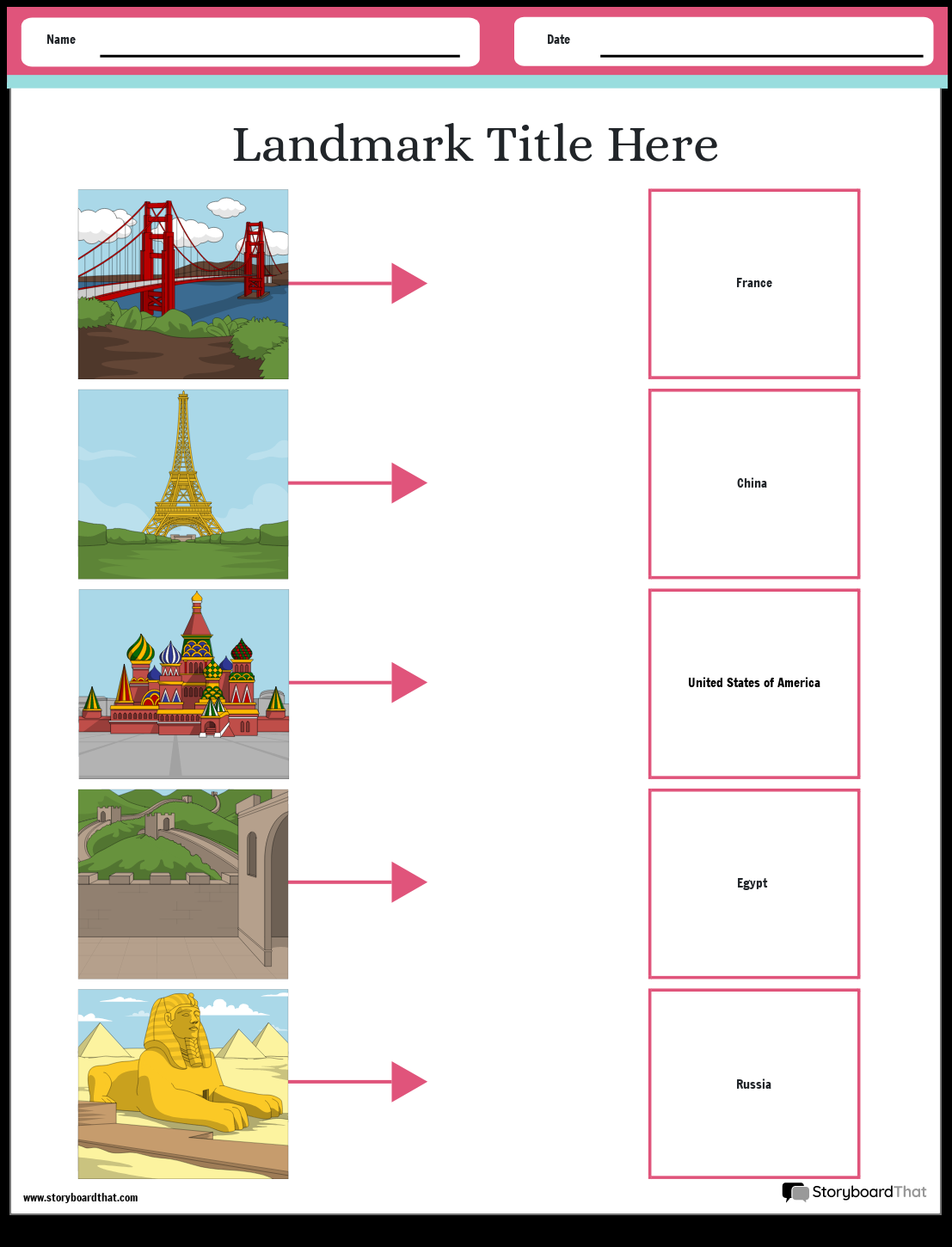 Landmark Worksheets Free Templates By Storyboard That