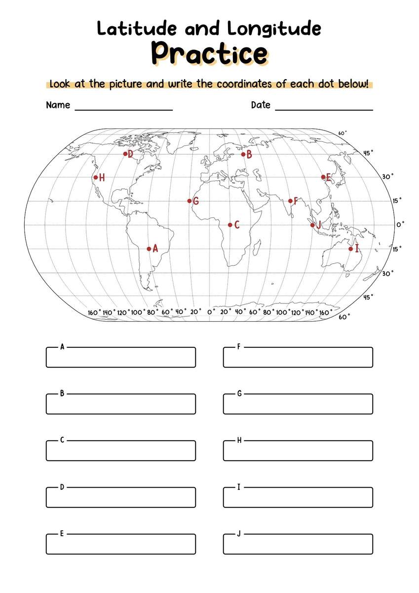 Latitude And Longitude Practice Worksheet