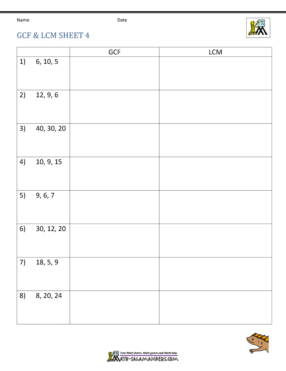 Least Common Multiple Worksheets Page Prime Factorization For GCF And LCM B Worksheet Fun And Engaging 6th Grade PDF Worksheets Cazoom Math