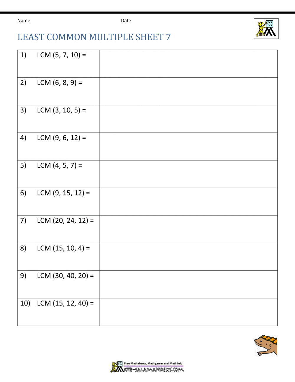 Least Common Multiple Worksheets Page Least Common Denominator Worksheets Math Grades 4 6 Printable PDF Etsy