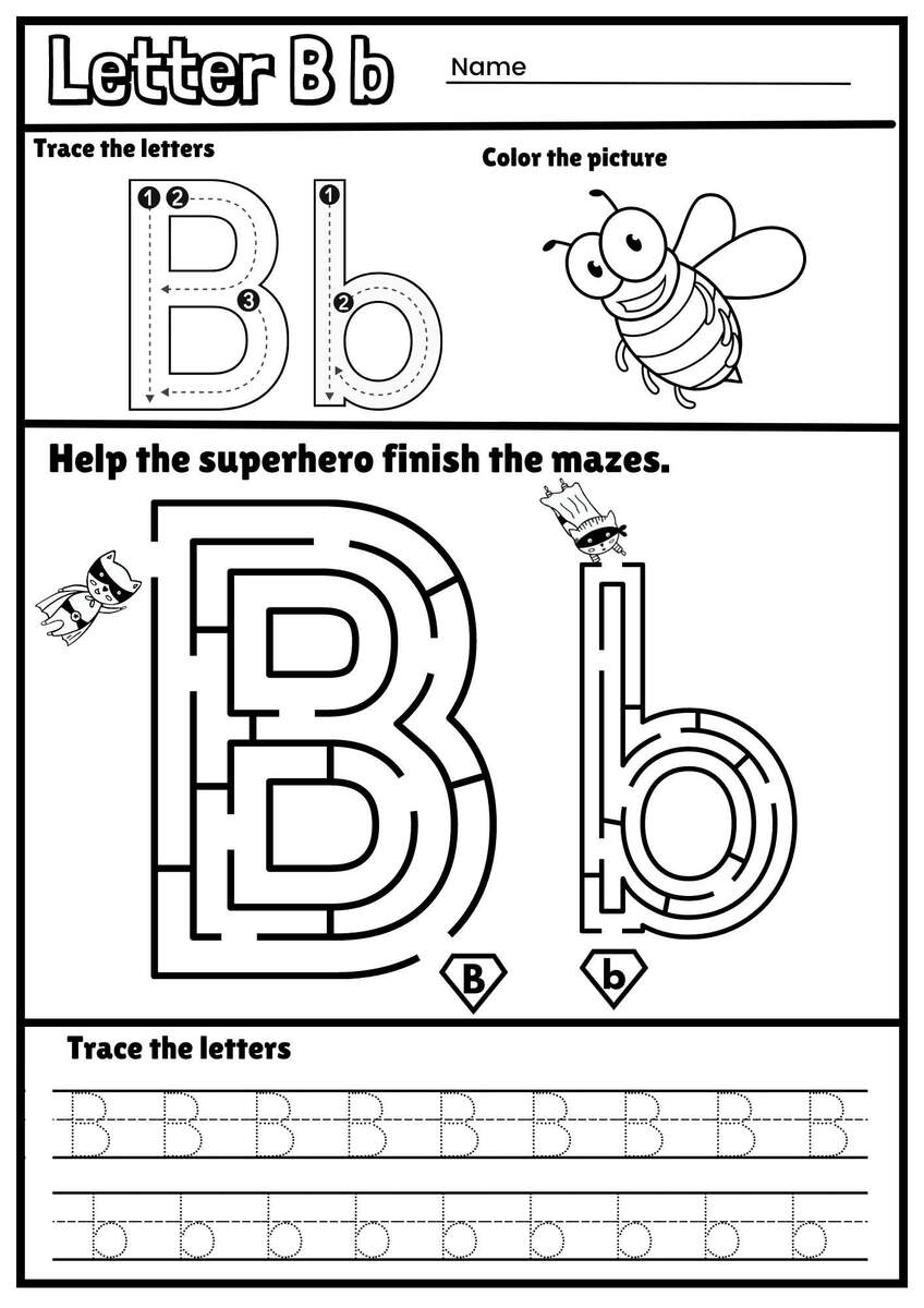 Letter B Alphabet Tracing And Coloring Free Printable PDF Ezpzphonics