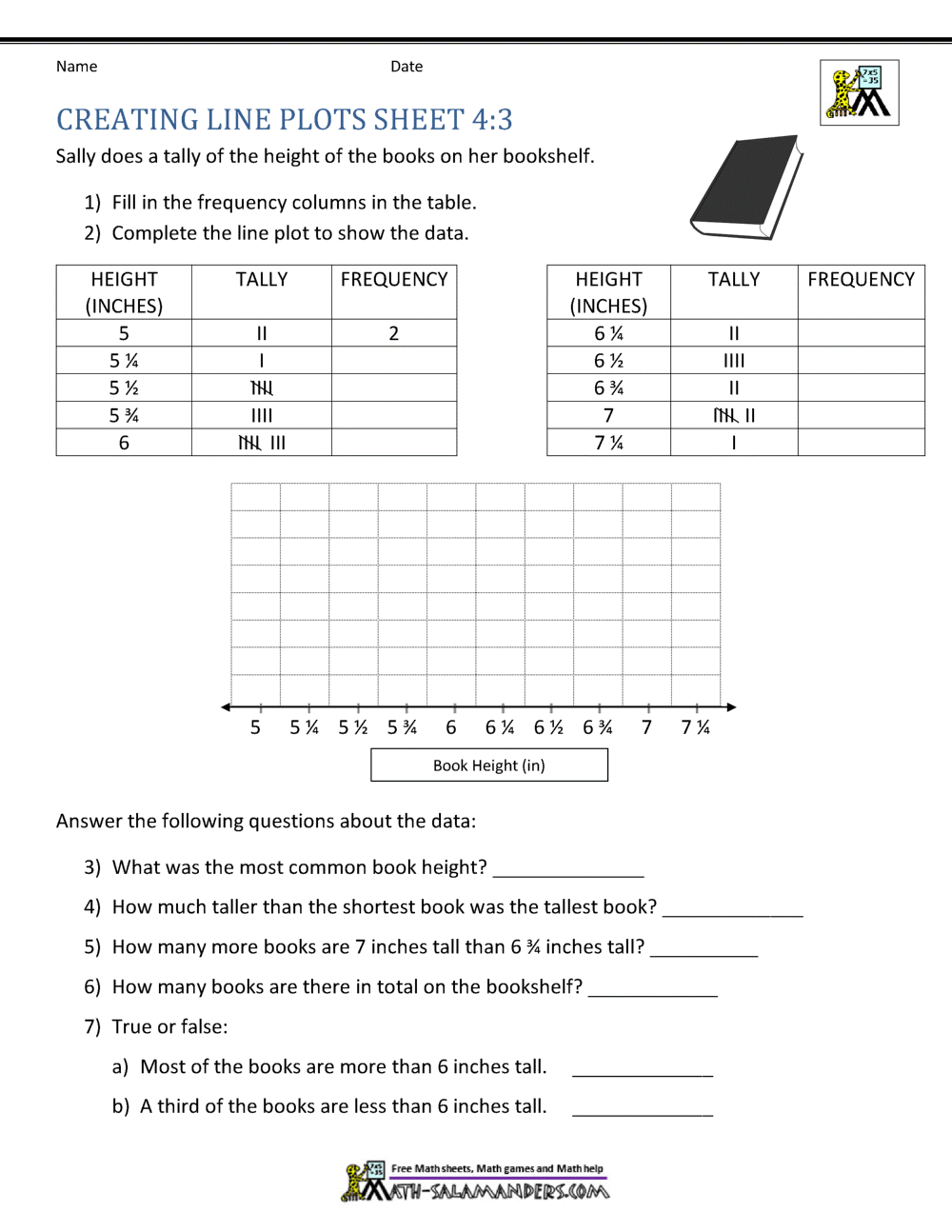 Line Plot Worksheet 3rd Grade